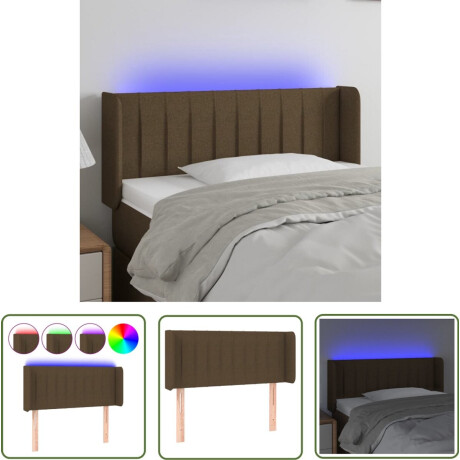 vidaXL Hoofdbord Met Led - Hoofd Bord Led - Hoofdbord LED 103x16x78/88 cm stof donkerbruin - Headboard Met Licht - Led Lampen - Bedroom Decor