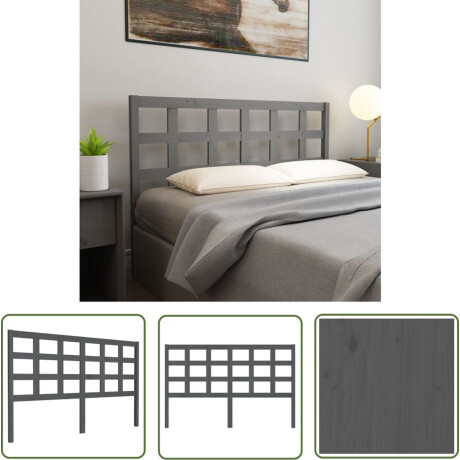 vidaXL Hoofd Bord - Houten Hoofdbord - Hoofdbord 156x4x100 cm massief grenenhout grijs - Hoofdeinde - Grijze Hoofdbord - Massief Hout