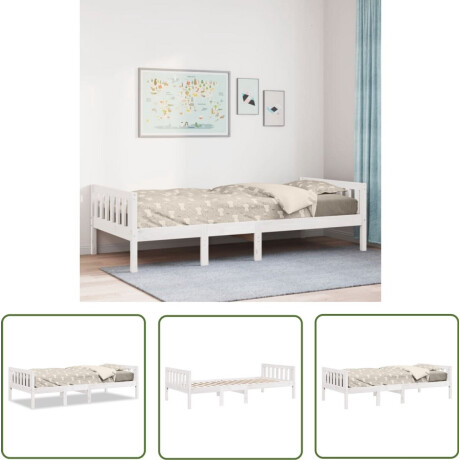vidaXL Houten Bed - Kinderbed - Kinderbed zonder matras massief grenenhout wit 75x190 cm - Kids Bed - Baby Kamer - Kinderkamer Decoratie