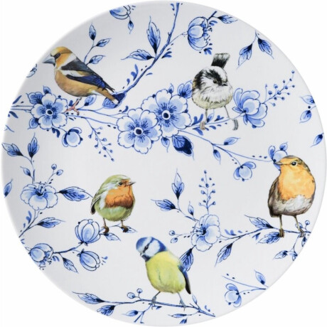 Heinen Delfts Blauw Wandbord Bosvogels Bloesem - Keramiek - Blauw - 31 x 31 x 0 cm (BxHxD)