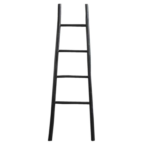 Leen Bakker - Decoratieve Ladder Roel - 160x55x5 Cm - Teakhout - Zwart