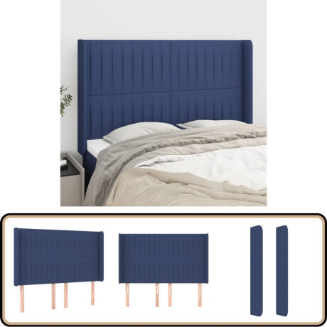 vidaXL Hoofdbord - Stof - Blauw - 147x16x118/128 cm Hoofdboard - Hoofdkussen - Klassiek Design - Blauwe Kleur - Stoffen Headboard