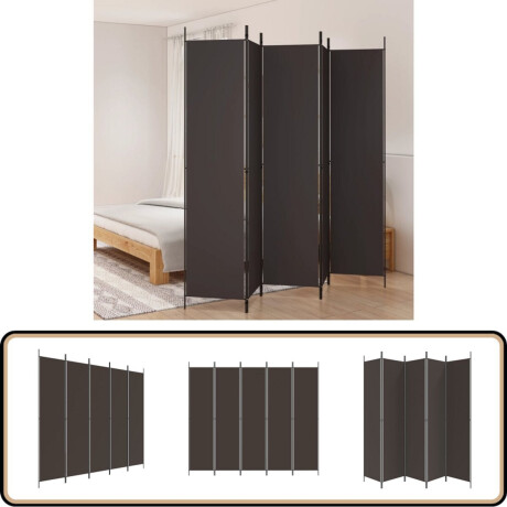 vidaXL Kamerscherm 5 panelen - 250x220 cm - Bruin Kamerscherm - Scheidingswand - Privacy - Stoffen Wand - Bruine Kamerdecoratie