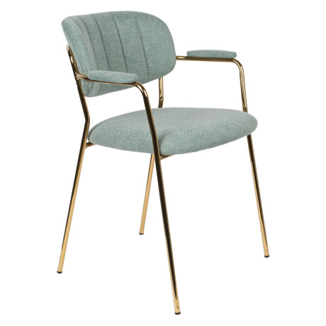 ZILT Eetkamerstoel 'Kolten' met armleuning, kleur Goud/Lichtgroen