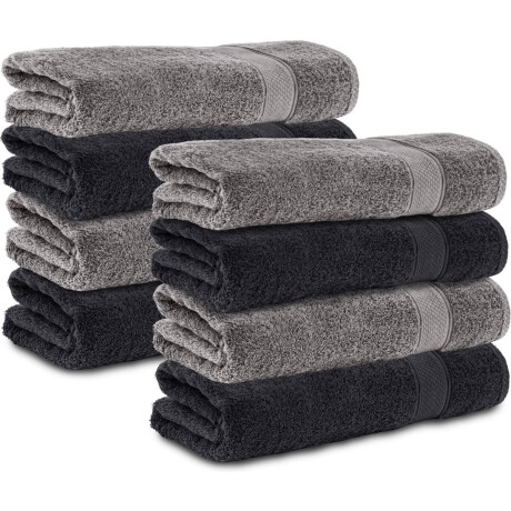 Komfortec 8x Handdoek 70x140 - 100% Katoen – Handdoekenset - Zacht - Antraciet-Zwart