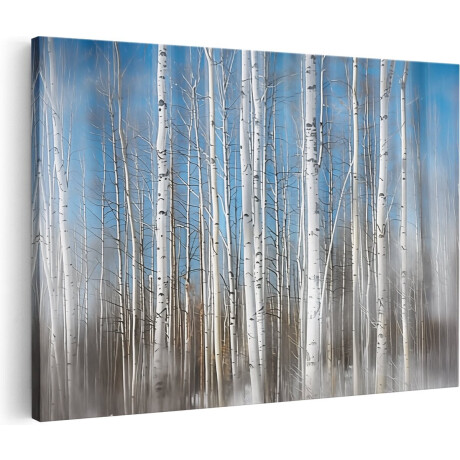 Artaza Canvas Schilderij Wazig Beeld van Witte Berkenbomen in de Sneeuw - Landschap - 30x20 cm - Klein - Wanddecoratie Woonkamer - Schilderijen - Muurdecoratie
