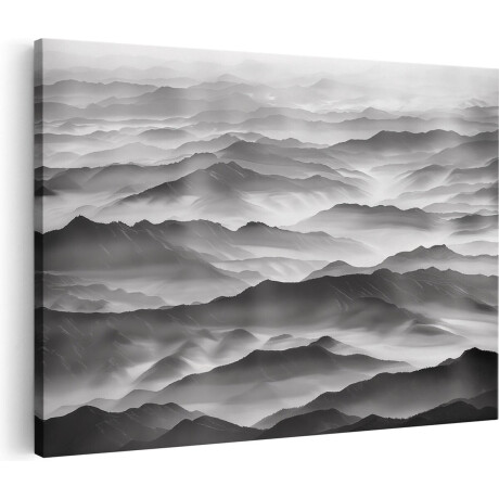 Artaza Canvas Schilderij Zwart Wit Beeld van Bergen - 60x40 cm - Wanddecoratie Woonkamer - Schilderijen - Muurdecoratie