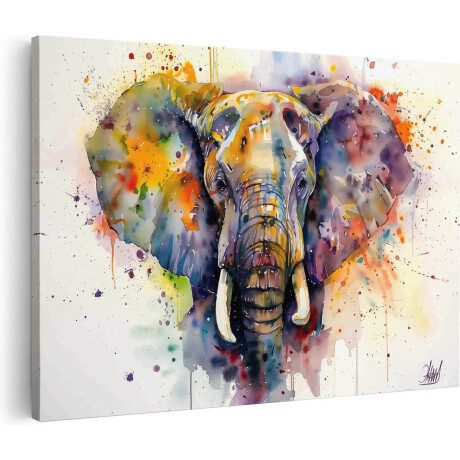 Artaza Canvas Schilderij Olifant met Kleurrijke Verfspatten - 30x20 - Klein - Foto Op Canvas - Canvas Print