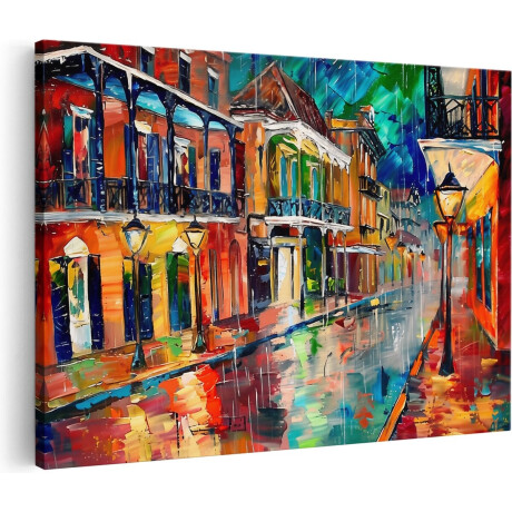 Artaza Canvas Schilderij Kunstwerk van een Straatbeeld in New Orleans - New Orleans - 30x20 cm - Klein - Wanddecoratie Woonkamer - Schilderijen - Muurdecoratie