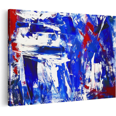Artaza Canvas Schilderij Abstract Kunstwerk - Rood, Wit en Blauw - 60x40 - Wanddecoratie - Foto Op Canvas - Canvas Print