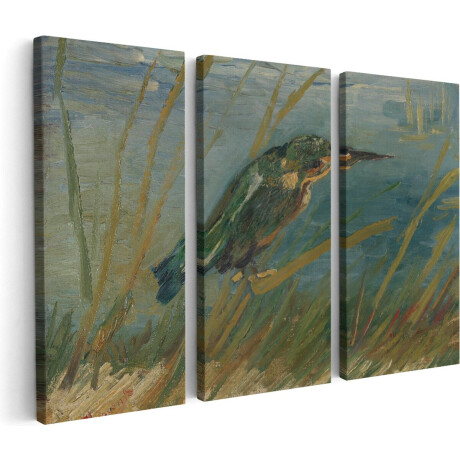 Artaza Canvas Schilderij Drieluik IJsvogel aan de Waterkant - Vincenct van Gogh - 60x40 - Klein - Foto Op Canvas - Canvas Print