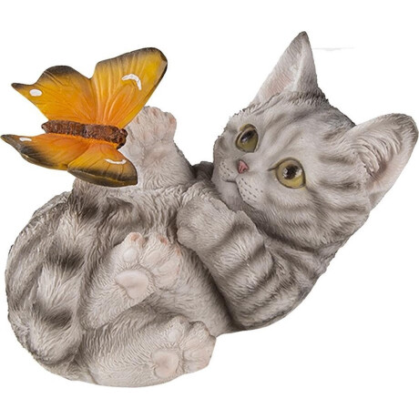 Clayre & Eef Beeld Kat 14x8x11 cm Grijs Kunststof