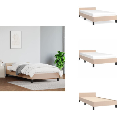 vidaXL Bedframe Met Hoofdbord - Bedframes Met Hoofdborden - Bedframe - Bed - Bedframe met hoofdeinde zonder matras Cappuccino 90x200 cm