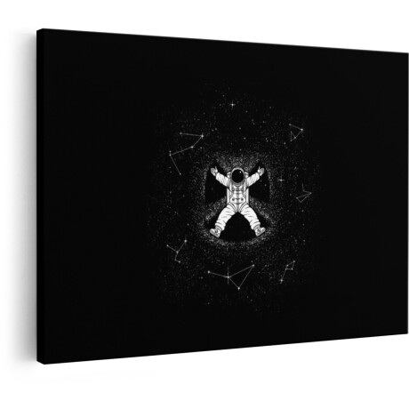 Artaza Canvas Schilderij Astronaut Maakt een Sneeuwengel in de Ruimte tussen de Sterren en Sterrenbeelden - 60x40 cm - Wanddecoratie Woonkamer - Schilderijen - Muurdecoratie