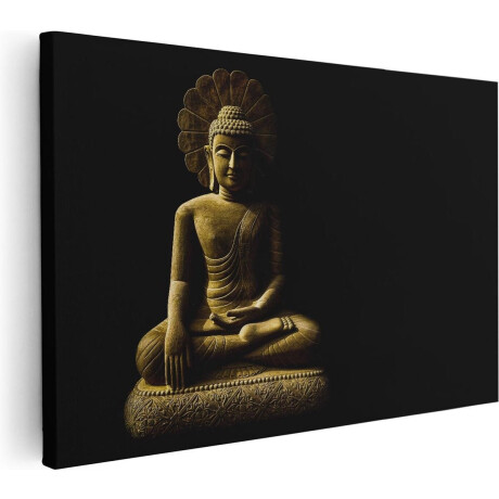 Artaza Canvas Schilderij Gouden Boeddha Beeld In Meditatie  - 60x40 - Foto Op Canvas - Canvas Print