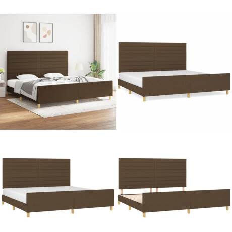 vidaXL Bedframe zonder matras stof donkerbruin 200x200 cm - Bedframe Met Hoofdeinde - Bedframes Met Hoofdeindes - Bed - Slaapmeubel