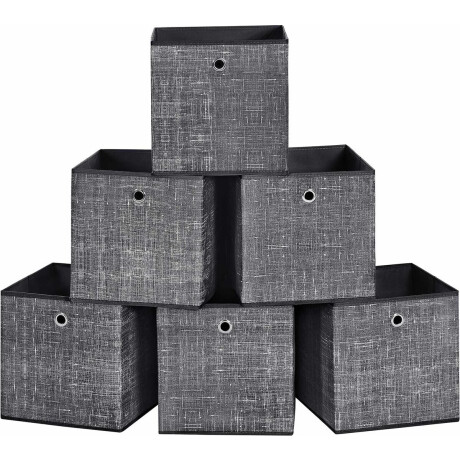 Opbergdozen - Organizer - Stoffen boxen - Set van 6 - Zwart