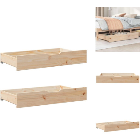 vidaXL Bedlade - Bedlades - Lade Onder Bed - Opberglade Onder Bed - Bedlades 2 st met wieltjes 90x55x16 cm massief grenenhout