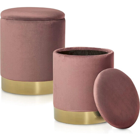 ApexArte® Fluwelen Voetenbank Set met Opbergruimte en Multifunctioneel Ontwerp voor Woonkamer - Roze