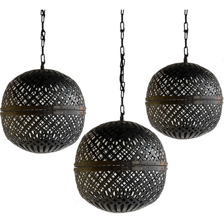by Mooss - Lantaarn - Marrakech - Hangend - Set van 3 - ijzer - Vlechtwerk - Stoer - Sfeervol