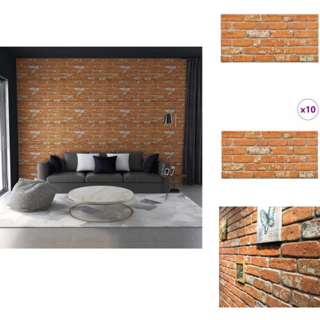 vidaXL 3D-wandpaneel - 3D-wandpanelen - 3D-behang - 3D-behangen - 10 st Wandpanelen 3D lichtbruine baksteen EPS