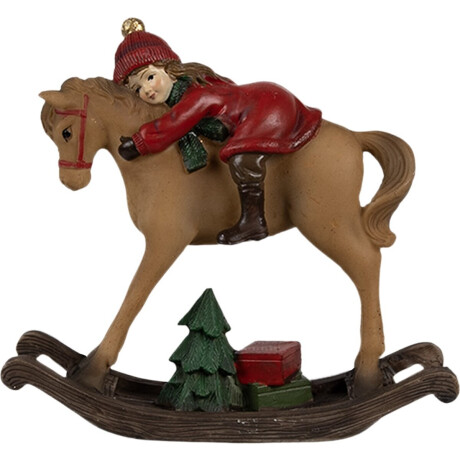 Clayre & Eef Decoratie Beeld Hobbelpaard 11x4x10 cm Bruin Polyresin