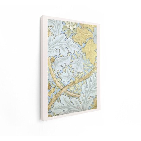 Artaza Canvas Schilderij Vintage Bloemenbehang met Gestileerde Bladeren en Bloemen in Blauw - 30x40 cm - Klein - Wanddecoratie Woonkamer - Schilderijen - Muurdecoratie