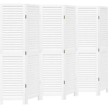 vidaXL - Kamerscherm - met - 6 - panelen - massief - paulowniahout - retro - wit