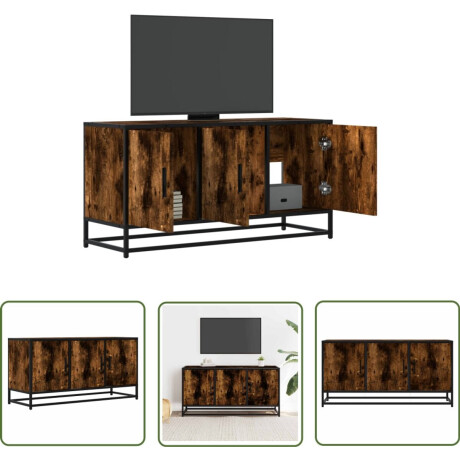 vidaXL Salontafel - Tv-meubel - Tv-meubel 100x35x50 cm bewerkt hout metaal gerookt eikenkleurig - Houten Tv-meubel - Industrieel Tv-meubel - Opbergruimte