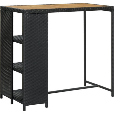 vidaXL - Bartafel - met - opbergrek - 120x60x110 - cm - poly - rattan - zwart