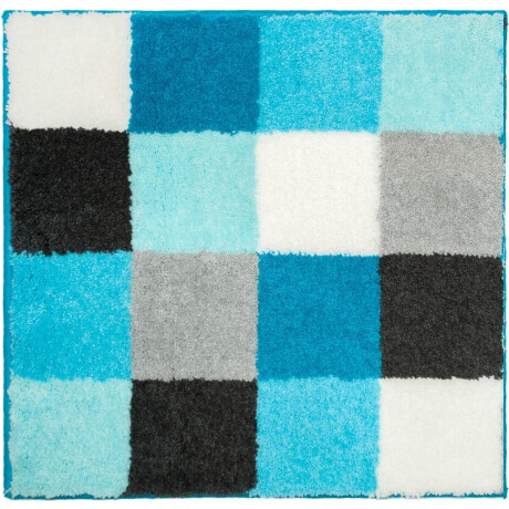 Casilin Badmat Antislip Blocks - 50x60cm - Rechthoekige Douchemat - Waterabsorberend - Wasbaar en Sneldrogend - Acryl - Blauw, Aqua