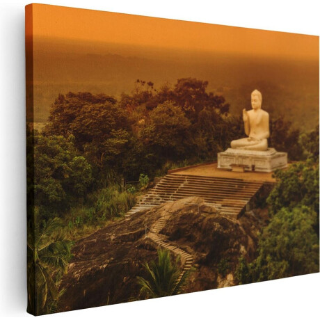 Artaza Canvas Schilderij Boeddha Beeld Bij Een Tempel In Het Bos - 80x60 - Foto Op Canvas - Canvas Print