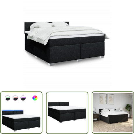 vidaXL Matras - Boxspring - Boxspring met matras stof zwart 180x200 cm - Led Lamp - Bedroom Furniture - Slaapkamerdecoratie
