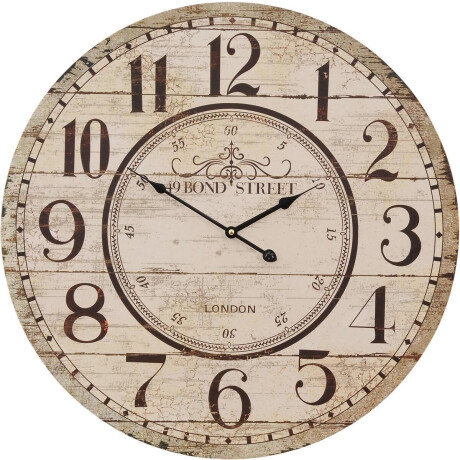 Clayre & Eef Wandklok Ø 60 cm Beige MDF