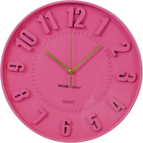 Housevitamin Wandklok – Fluor Roze – 30x30x4 cm – Rond – Met 3D Cijfers