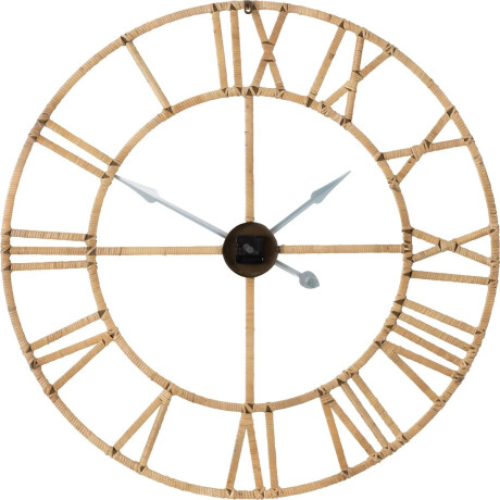 J-Line klok Roman - rotan/metaal - naturel - large - Ø 100 cm