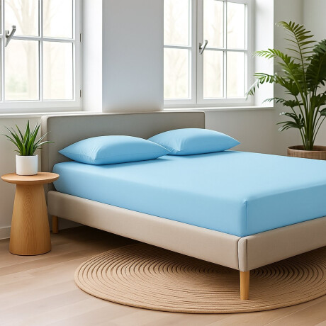 Saphira Luxe Hoeslaken Blauw – 100% Geweven Katoen – 360° Stretch – Perfecte Pasvorm – Ademend & Zacht – 200x200/220cm+40 – Voor Boxspring Matras – Voor Waterbedmatras