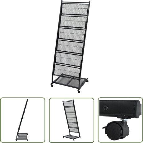 vidaXL Krantenrek - Tijdschriftenrek - Tijdschriftenrek zwart 47,5x43x133 cm A4 - Bladhouder - Magazijnhouder - Metalen Kast