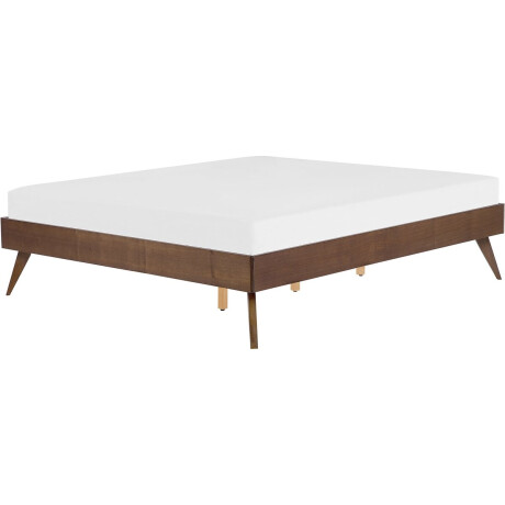 BELIANI BERRIC - Tweepersoonsbed - Donkere houtkleur - 140 x 200 cm - MDF