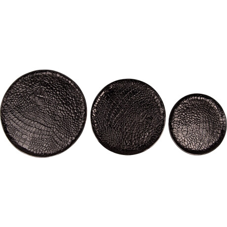 Clayre & Eef Decoratie Dienblad Set van 3 Ø 40 cm Zwart Aluminium