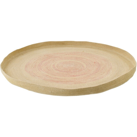 J-Line wanddecoratie Dienblad Rond Gestreept - zeegras - naturel/oranje - large