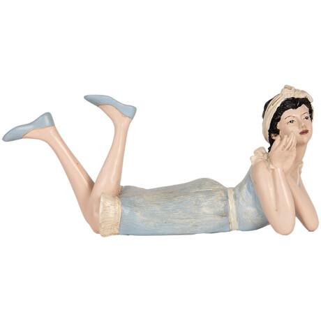 Clayre & Eef Decoratie Beeld Vrouw 26x12x9 cm Beige Kunststof