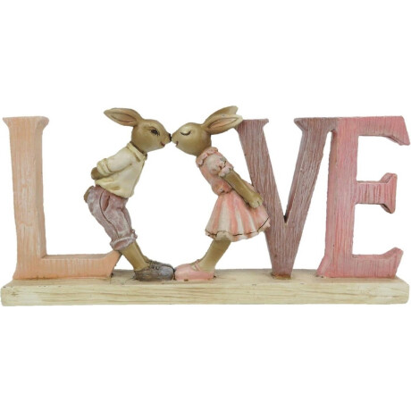 Clayre & Eef Beeld Konijn 19x3x9 cm Roze Kunststof
