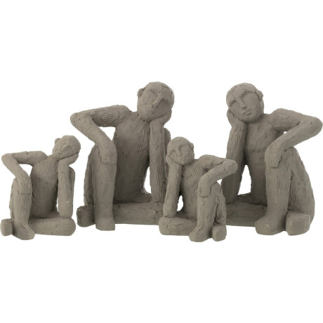 J-Line boekensteun Zittend - cement - grijs - large - 2 stuks