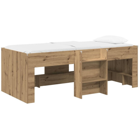 vidaXL - Kinderhoogslaper - Artisanaal - eiken - 90 - x - 200 - cm - Bewerkt - hout
