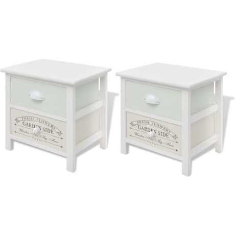 vidaXL Nachtkastjes Franse Stijl - Set van 2 Nachtkastjes - Commode - Frans Landelijk - Wit - Paulownia Hout