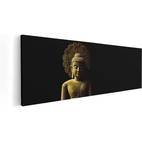 Artaza Canvas Schilderij Gouden Boeddha Beeld In Meditatie - 120x40 - Groot - Foto Op Canvas - Canvas Print