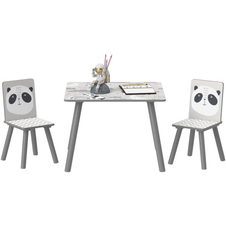 ZONEKIZ Kindertafel en -stoelenset - MDF - 60x60x44cm - Grijs
