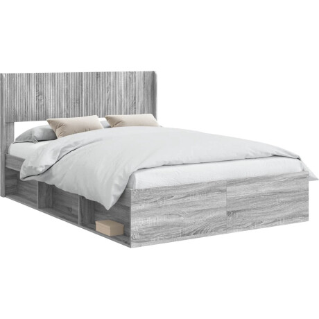 vidaXL - Bedframe - met - opbergruimte - en - hoofdbord - Grijs - Sonoma