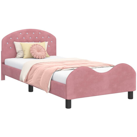 vidaXL - Kinderen - bedframe - met - hoofdboard - Roze - 90 - x - 190 - cm - Fluweel